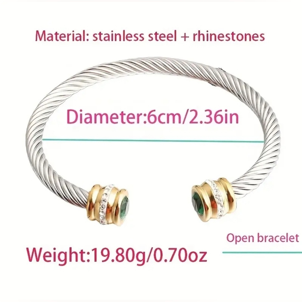 Stainless Steel Bracelet Colorful Artificial Diamond Aquamarine or Light… - Picture 3 of 7